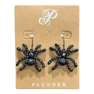 Plunder Spider Black Dangle Rhinestone pierced earrings. NWT JB6